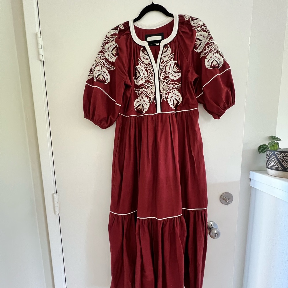 Anthropologie Embroidered Maxi Dress